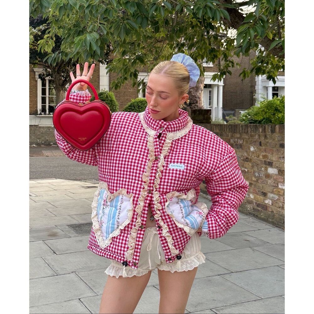Free People A/ASUNSOLO Gingham Heart Jacket